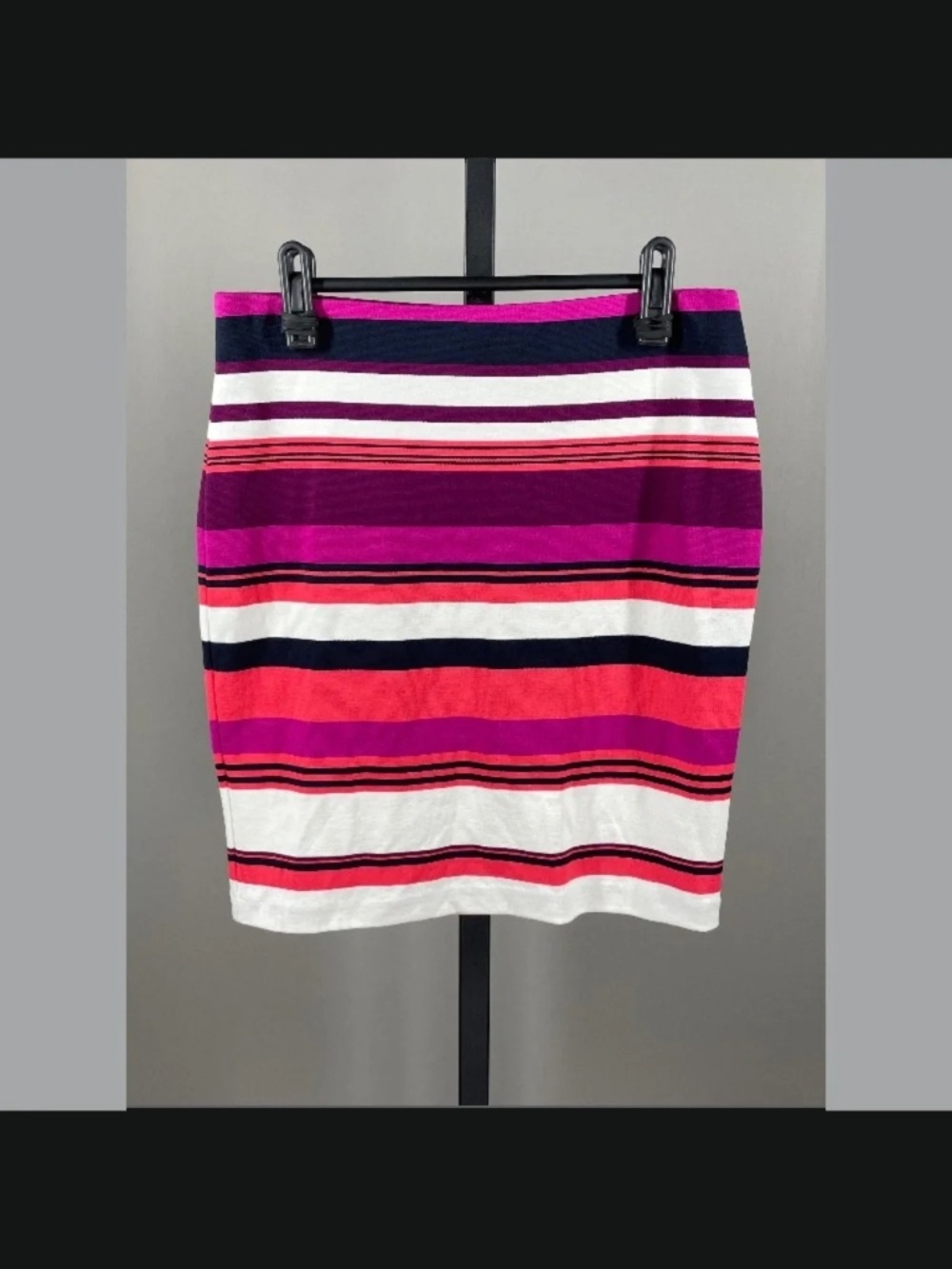 NEW Ann Taylor Skirt Womens 2 petite purple pink stripe pencil preppy classic